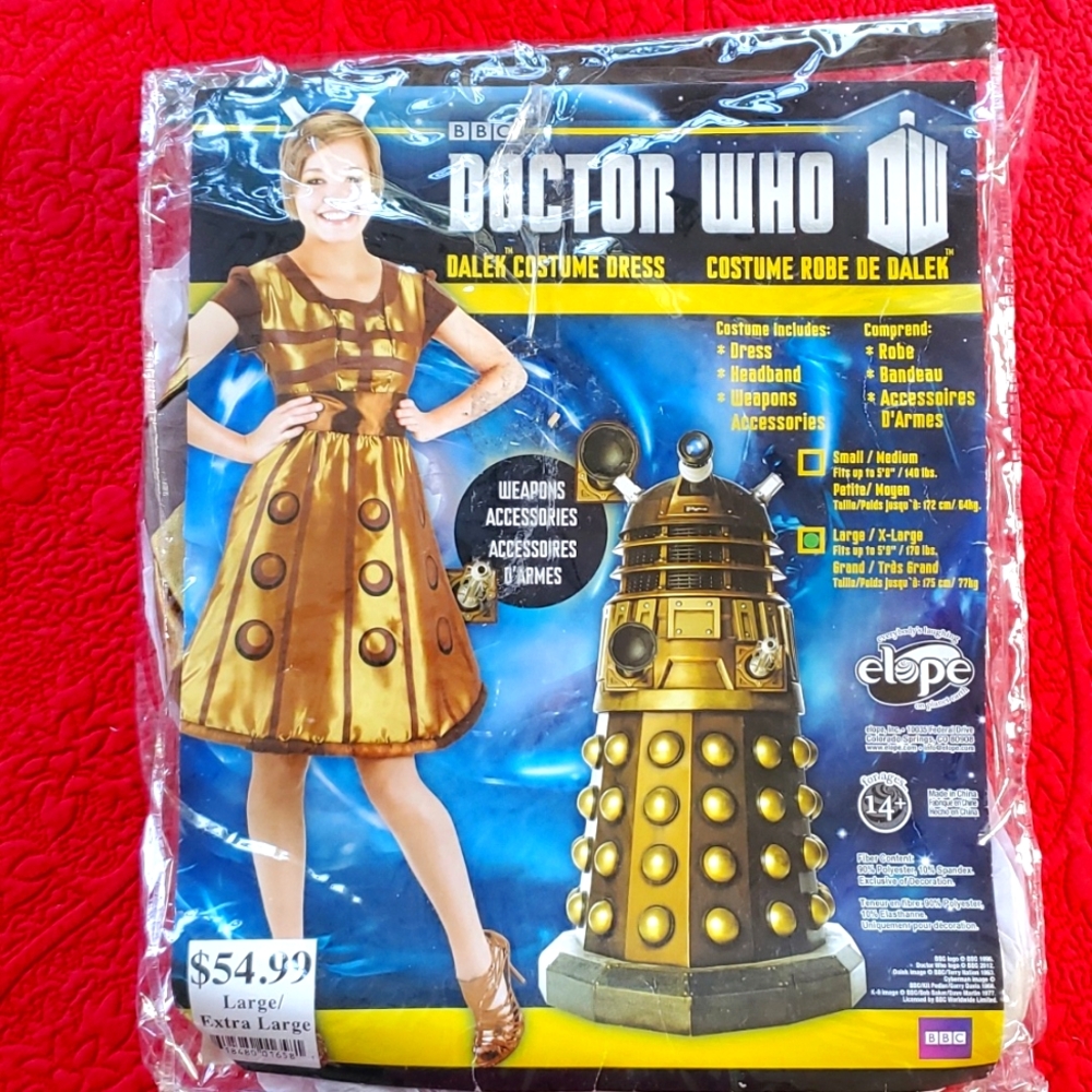 Doctor who dalek costume dress large x large halloween costume